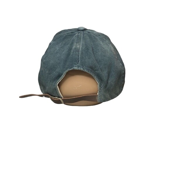 Vintage 90s Reebok Blue Wash British Union Jack Flag Leather Adjustable Hat - Picture 4 of 8